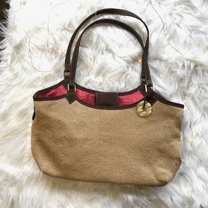 The Sak Sand Taupe Brown Pink Silky Woven Handbag